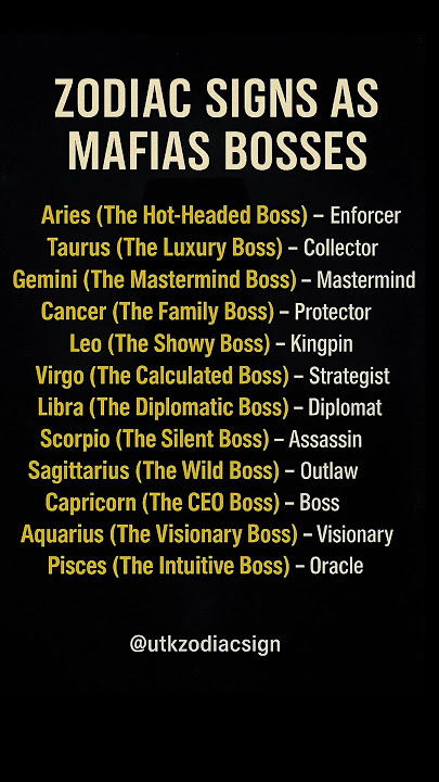 Zodiac Signs As Mafia Bosses 🔥 | Which Mafia Boss Are You? | @utkzodiacsign #shorts #trending #viral