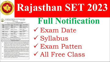 Rajasthan SET Exam 2023 Official Notification Out  | Raj. SET Exam 2023 | Raj. SET 2023