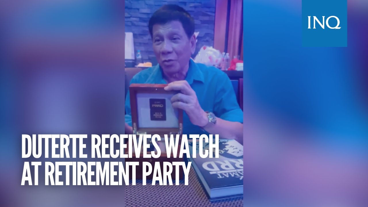 Duterte receives watch at retirement party - YouTube