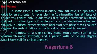 Entity, Attribute, Types of Attributes, Null Values of DBMS Gain The knowledge & Rule The World.
