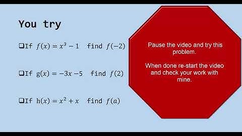 Algebra   Reading function notation and evaluating functions