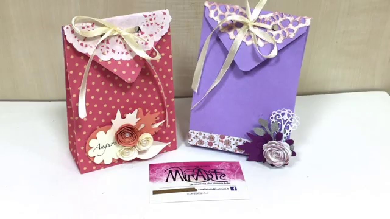 DIY Tutorial GIFT BOX BAG con Envelope Punch Board e rosa di carta