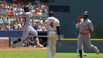 MIA@ATL: Ozuna opens scoring with a three-run homer