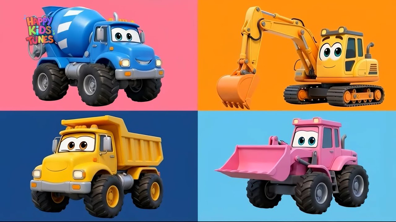 Construction Vehicles Song 🚜 Fixing the Road | Excavator, Dump Truck & Cement Mixer | Kids Songs