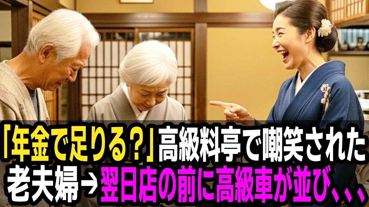 「年金で足りる？」高級料亭で嘲笑された老夫婦。翌日店の前に高級車が並んだ結果