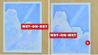 How to Paint Soft Watercolor Clouds Wet on Wet vs Wet on Dry screenshot 3