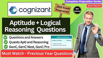 🔥Cognizant Aptitude and Reasoning Questions | Cognizant GenC Round 1 Aptitude Assessment 2025 | PYQ