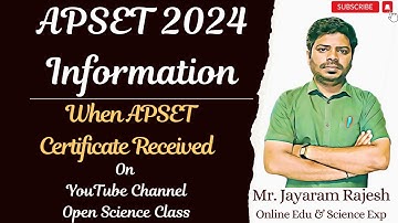 APSET 2024 | When we Received APSET Certificate | Open Science Class