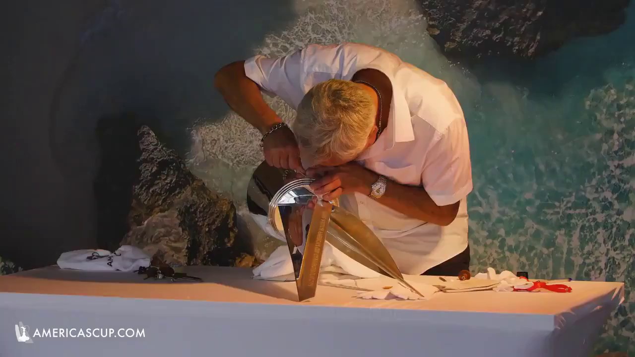 The Engraving of the Louis Vuitton America's Cup Challenger Playoffs Trophy