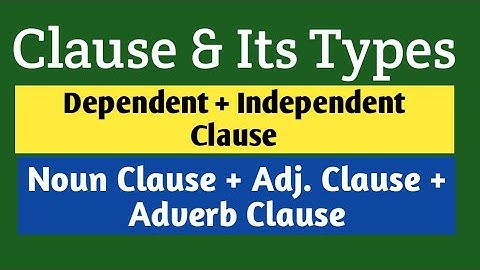 Clause and its types | Clause and types of clauses | Dependent Clause | Independent Clause