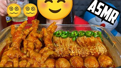 MAKAN BAKSO KUAH CABE CEKER AYAM SPICY MEATBALL CHICKEN FEET ENOKI MASSIVE Eating Sounds