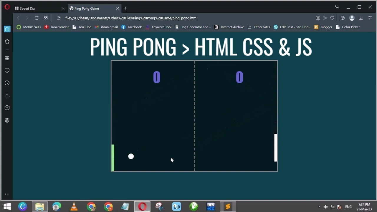 Create the fun ping pong game with the use of HTML and JAVA