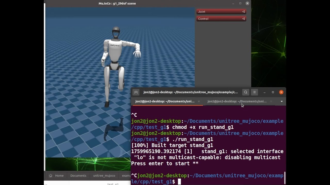 How to run G1 in Unitree Mujoco
