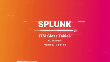 Splunk IT Service Intelligence - Glass Tables in 60s