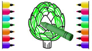 How to Draw and Color an Artichoke | Coloring and Drawing for Kids