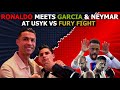 Cristiano Ronaldo meet Neymar & Ryan Garcia at Usyk vs Fury Fight 😍❤️whose won the match??