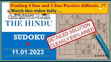 How to Solve 1 Star Hindu  Sudoku Jan 11,  2023 -  Step By Step Solution