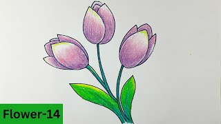 Flower drawing/ easy painting/ flower drawing tutorial/ flower drawing for kids/flower14