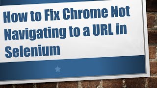 How to Fix Chrome Not Navigating to a URL in Selenium