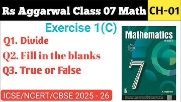 Integer || Exercise 1C Rs Aggarwal Class 7 || Exercise 1C Class 7 Rs Aggarwal || Class 7 Exercise 1C