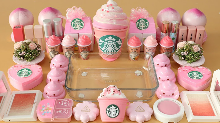 Mixing”Pink Starbucks” Eyeshadow and Makeup,parts,glitter Into Slime!Satisfying Slime Video!★ASMR★