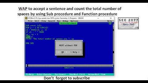 WAP to accept a sentence and count the total number of spaces by using Sub and Function procedure