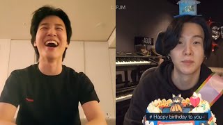 (Eng subs) JIMIN 지민 watching / singing Happy Birthday to Yoongi 슈가 during his Weverse Live