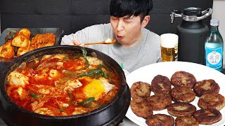 Real Mukbang :: Sundubu-jjigae & Tteokgalbi & Soju. Eating Show REAL SOUND ASMR