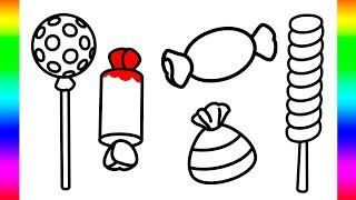 Coloring Pages for Kids with Big Candies & Lollipops Sweets