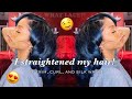 FIRST TIME STRAIGHTENING & TRIMMING MY BLUE HAIR (Curl & Silk Wrap) | InShambles.com | frizzeecurlz♡