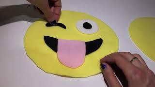 EASY DIY Winking Plush Emoji - How to Make a Stuffed Animal Pillow Tutorial- Emoticon screenshot 4