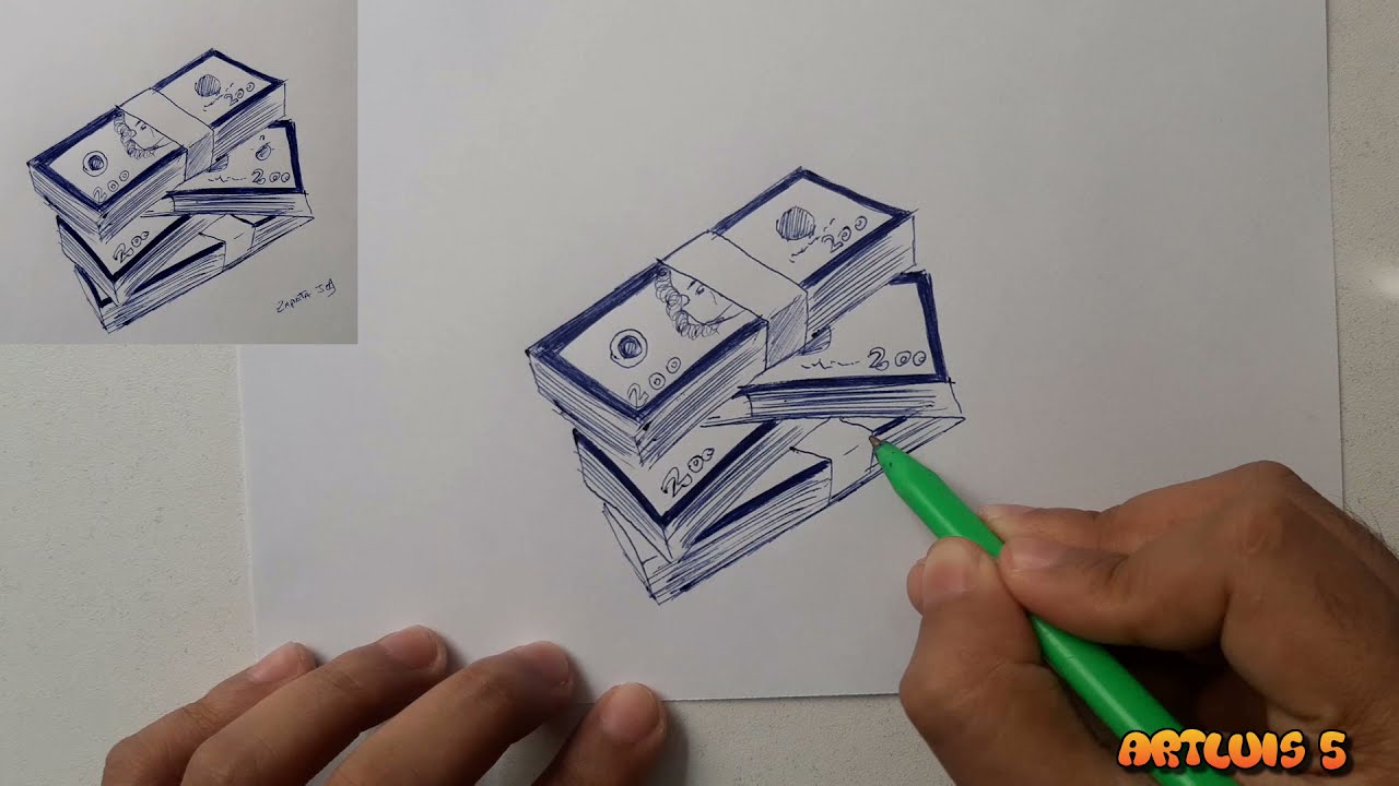 Cómo dibujar unos fajos de Billetes | How to draw bundles of Banknotes ...