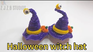 Chenille Pipe Cleaner Craft: Create a Cute Halloween witch hat Tutorial#diy #halloween