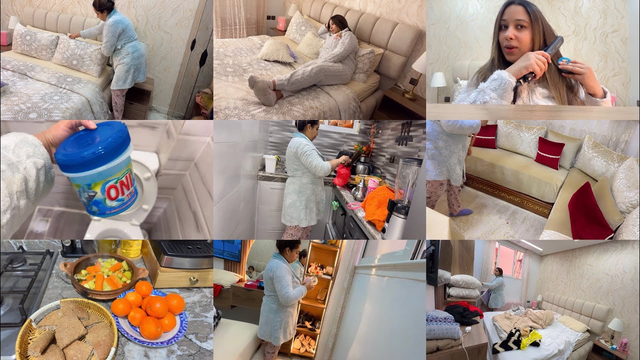 روتين تحفيزي بامتياز✅رغم المرض لي مرضت نظت جمعت الوقفة ودردكت على🏠 رجعتها تشعل ومنسيتش راسي من عناية