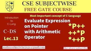Lec 13 Evaluate Pointer with Arithmetic Opertor||*p++, ++*p,  *++p Wealth