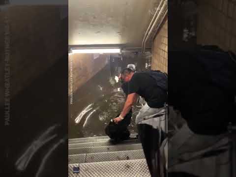 New York City subway flooded by the remnants of Tropical Storm Elsa #shorts