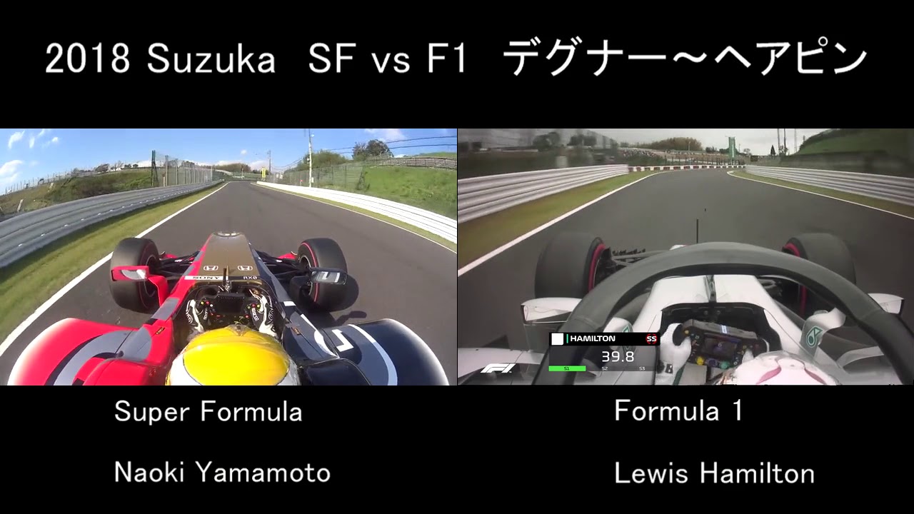 18 Suzuka Sf Vs F1 デグナー ヘアピン 比較動画 Youtube