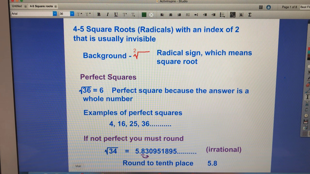 4 5 Square Roots And Operations YouTube 4 5 Square Roots And Operations YouTube