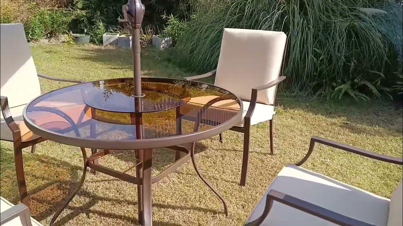 Al Fresco Dining with Sardinia 5 Piece Dining Set + Sardinia Parasol