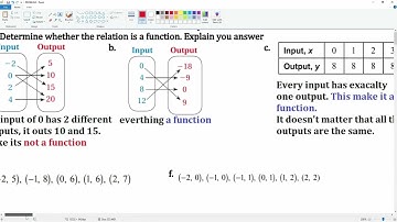 Chapter 3 #1 Determine if Relation is a Function or Note a Function