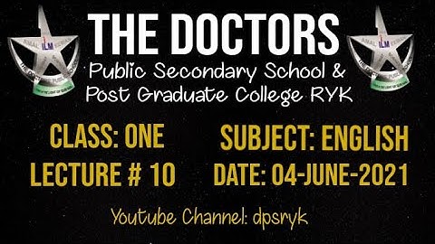 Class One English Lecture # 10 [04-June-2021] dpsryk