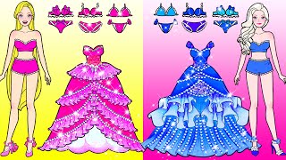 Paper Dolls Dress Up - Blue And Pink Challenge Adorable Sister | Four Elements Dress Handmade