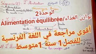 ملخص و مراجعة شاملة في اللغة الفرنسية للفصل1سنة1متوسط وحدة: الغذاء المتوازن/Alimentation équilibrée