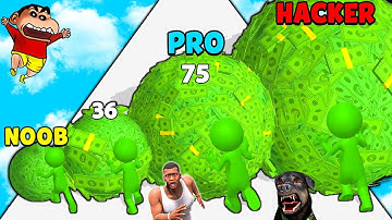 SHINCHAN NOOB VS PRO VS HACKER IN MONEY ROLL 3D | WORLD