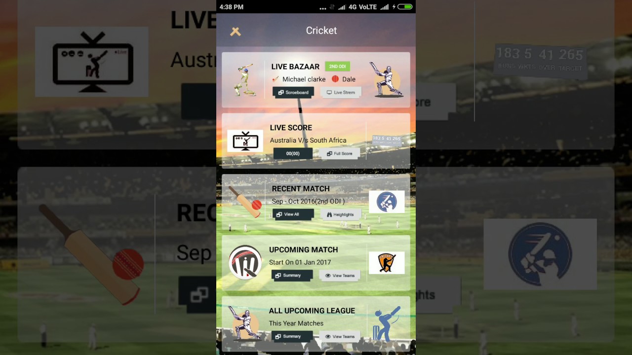 Cricket App UI kit