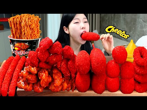 ASMR MUKBANG| Cheetos (Chicken, Cheese Hot dog, Cheese ball, Onion rings), Fire noodles.