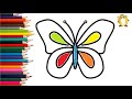 How to draw a butterfly. Coloring page/Drawing and painting for kids. Learn colors.