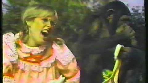 Debbie Weems, as Pheobe, singing to a chimp.  Bett...