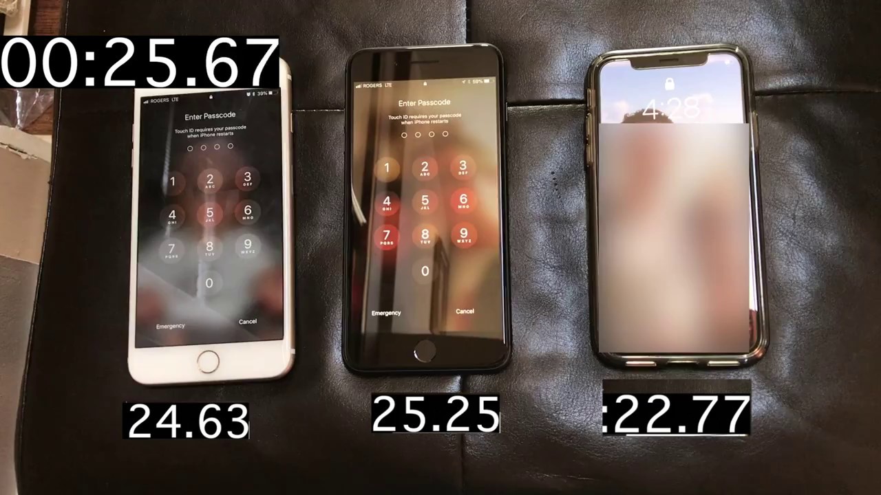 iPhone x vs 8 Plus Power up Speed Test - YouTube