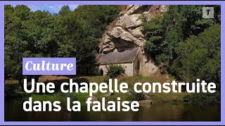 La chapelle Saint-Gildas de Bieuzy, construite dans la falaise - LA BRETAGNE VUE DU CIEL